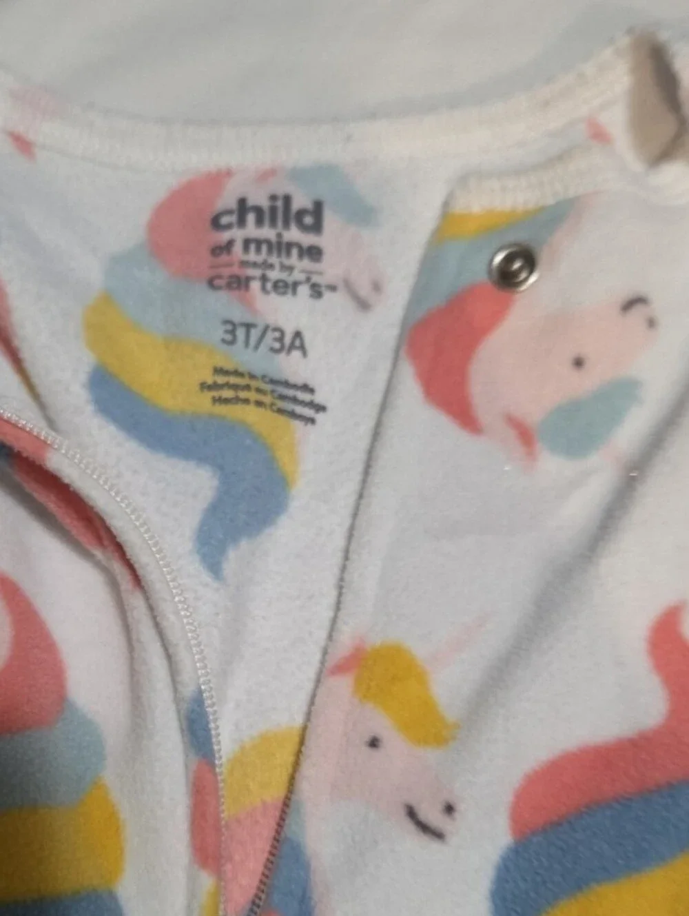 Carters girls 3T unicorn onesie romper pajamas #07